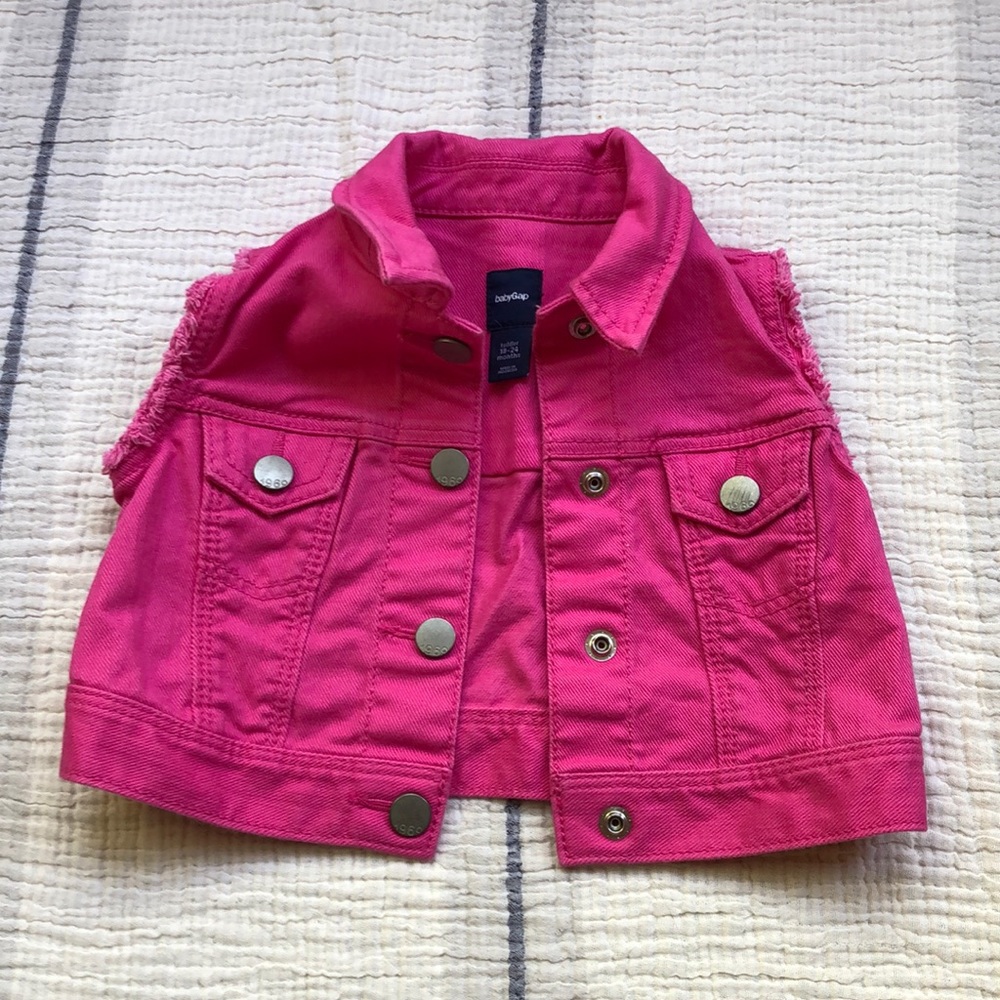 Hot pink denim vest